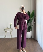Pantolonlu Çilek Takım Bordo