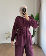 Pantolonlu Çilek Takım Bordo