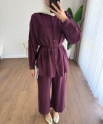 Pantolonlu Çilek Takım Bordo