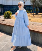 Oversize Müslin Elbise Bebe Mavisi