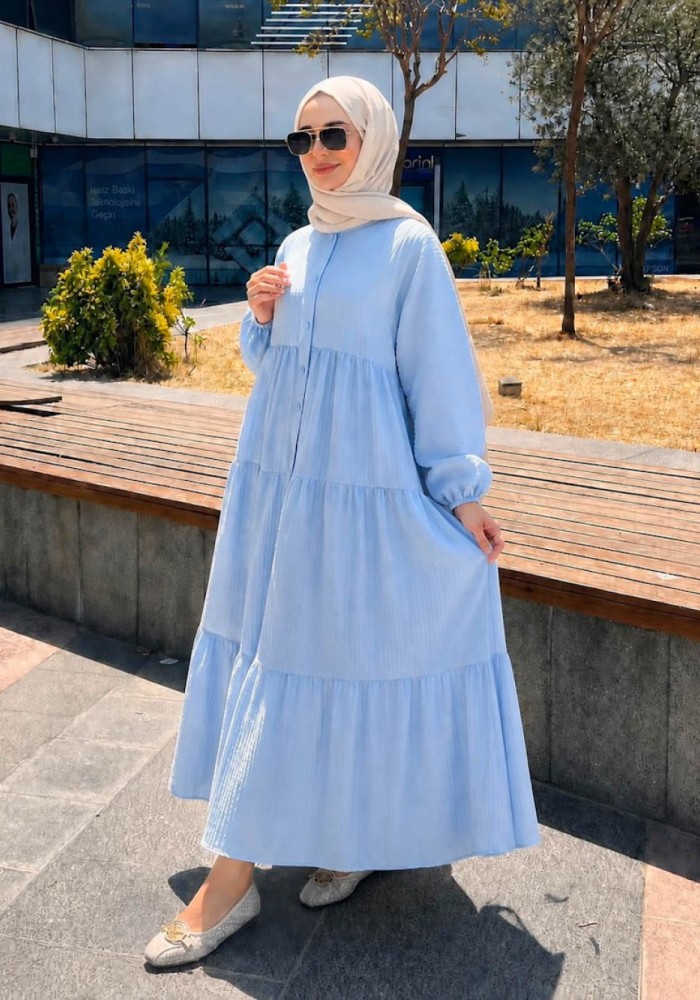 Oversize Müslin Elbise Bebe Mavisi