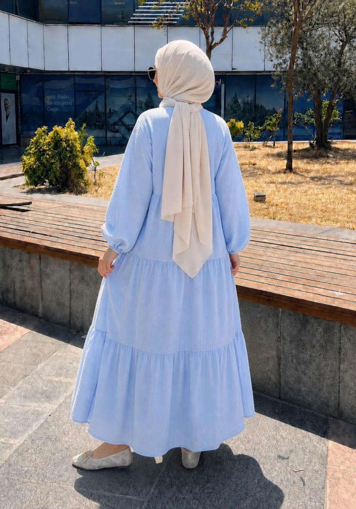 Oversize Müslin Elbise Bebe Mavisi
