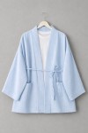 Cep Detaylı Müslin Kimono Bebe Mavisi