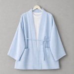 Cep Detaylı Müslin Kimono Bebe Mavisi