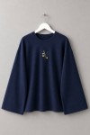 Nakışlı Salaş Sweatshirt Lacivert