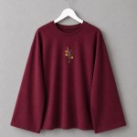 Nakışlı Salaş Sweatshirt Bordo