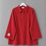 Polo Yaka Süprem Sweatshirt Kırmızı