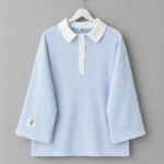Gömlek Yaka Çizgili Sweatshirt Bebe Mavisi