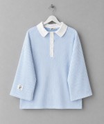 Gömlek Yaka Çizgili Sweatshirt Bebe Mavisi