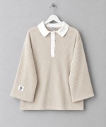 Gömlek Yaka Çizgili Sweatshirt Bej