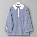 Gömlek Yaka Çizgili Sweatshirt Lacivert