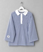 Gömlek Yaka Çizgili Sweatshirt Lacivert