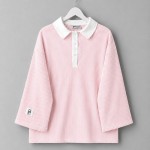 Gömlek Yaka Çizgili Sweatshirt Pembe