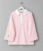 Gömlek Yaka Çizgili Sweatshirt Pembe
