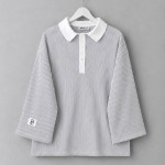 Gömlek Yaka Çizgili Sweatshirt Gri