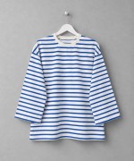 Bisiklet Yaka Çizgili Sweatshirt Saks Mavisi