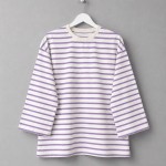 Bisiklet Yaka Çizgili Sweatshirt Lila
