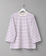Bisiklet Yaka Çizgili Sweatshirt Lila