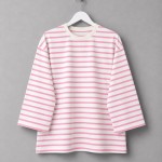 Bisiklet Yaka Çizgili Sweatshirt Pembe