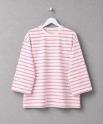 Bisiklet Yaka Çizgili Sweatshirt Pembe