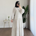 Puantiyeli Oversize Elbise Ekru