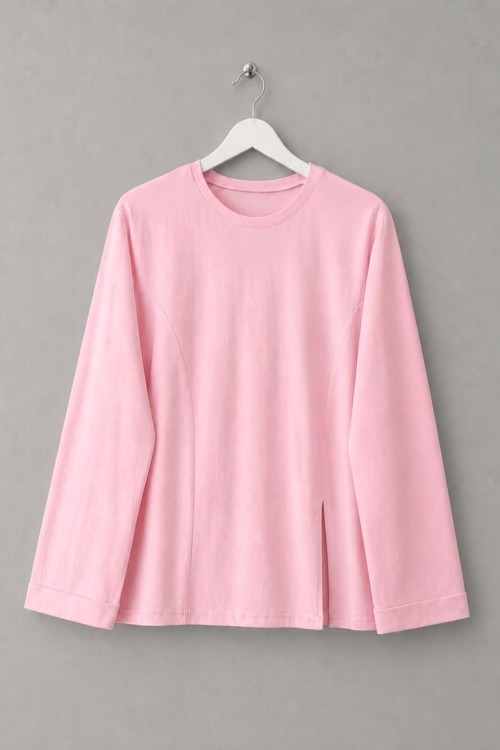 Duble Kol Yırtmaçlı Bluz Pembe