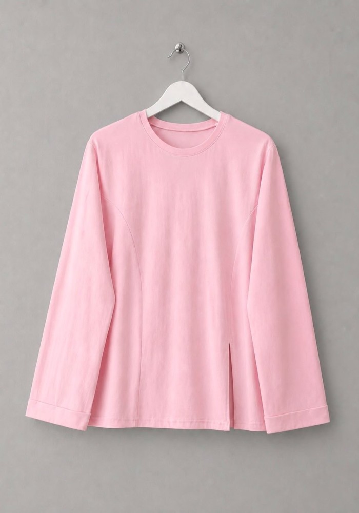 Duble Kol Yırtmaçlı Bluz Pembe