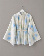 Batik Desen Oversize Bluz Mavi