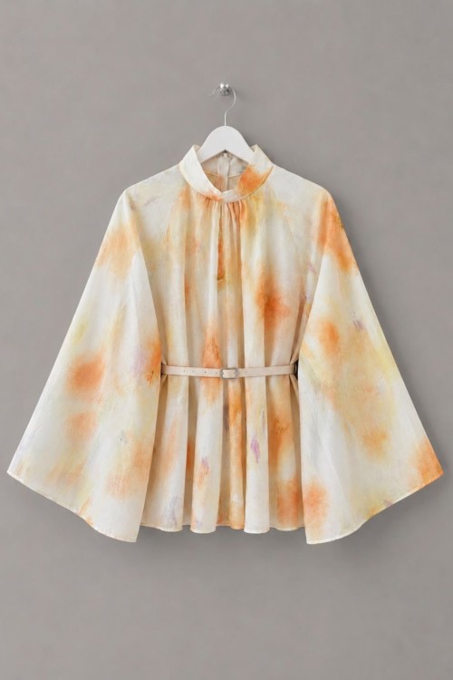 Batik Desen Oversize Bluz Turuncu