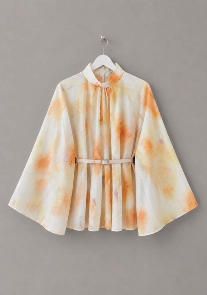Batik Desen Oversize Bluz Turuncu