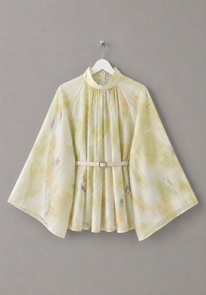 Batik Desen Oversize Bluz Yeşil