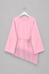 Eteği Dantel Detaylı Bluz Pembe