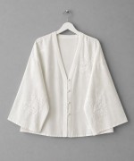 Nakış Detaylı Oversize Keten Kimono Ekru