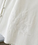 Nakış Detaylı Oversize Keten Kimono Ekru