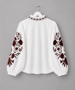 Balon Kol Nakışlı Kimono Kahverengi