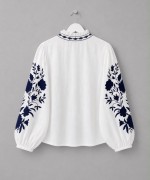 Balon Kol Nakışlı Kimono Lacivert