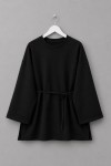 Bisiklet Yaka Yırtmaçlı Sweatshirt Siyah