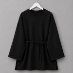 Bisiklet Yaka Yırtmaçlı Sweatshirt Siyah