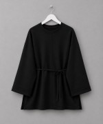 Bisiklet Yaka Yırtmaçlı Sweatshirt Siyah