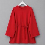 Bisiklet Yaka Yırtmaçlı Sweatshirt Kırmızı