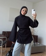 Prive Modal Bluz Siyah