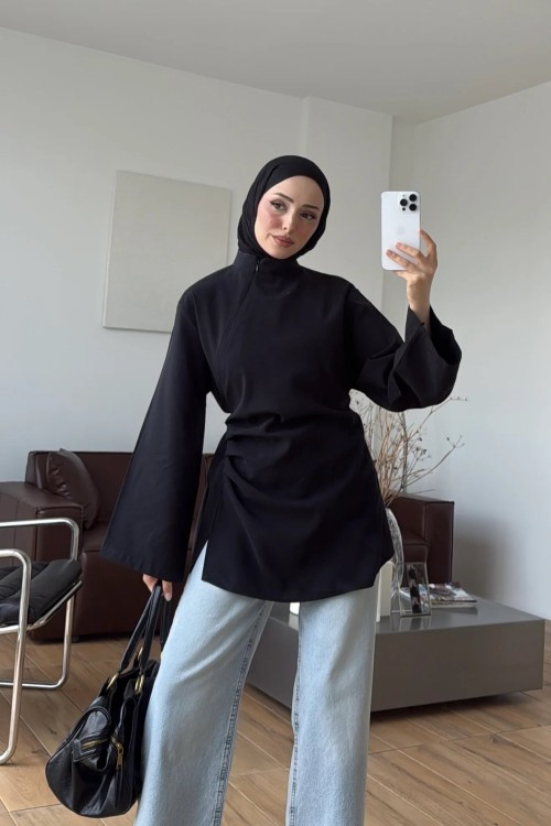 Prive Modal Bluz Siyah