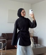 Prive Modal Bluz Siyah