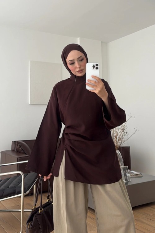 Prive Modal Bluz Acı Kahve
