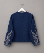 Pul İşlemeli Denim Ceket Lacivert