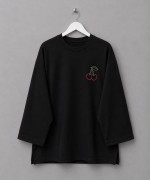 Kiraz Nakışlı Sweatshirt Siyah