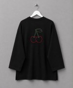Kiraz Nakışlı Sweatshirt Siyah