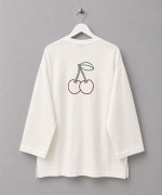 Kiraz Nakışlı Sweatshirt Ekru