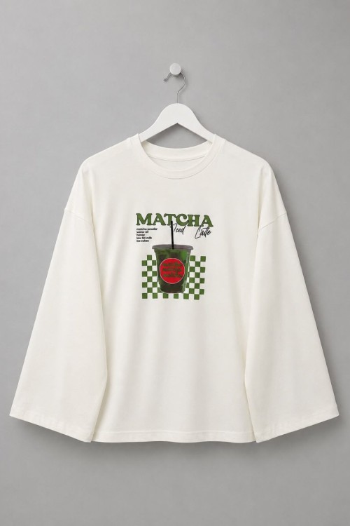 Baskılı Süprem Sweatshirt Matcha