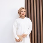 Yırtmaçlı Sweatshirt Ekru